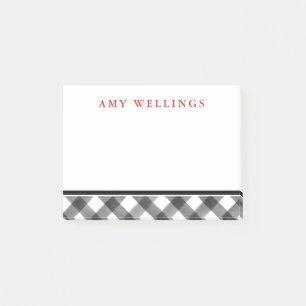 Buffalo Check Black & White Plaid Personalized Post-it Notes