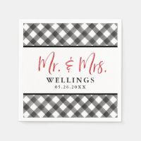 Buffalo Check Black White Wedding Custom Cocktail