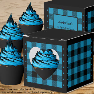 Buffalo Check - Blue and Black - Heart Favour Box