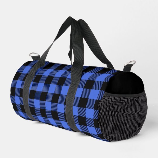 Buffalo Check Blue and Black Lumberjack Plaid Duffle Bag (Right Corner)