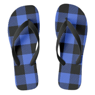 Buffalo Check Blue & Black Lumberjack Plaid Decor Flip Flops