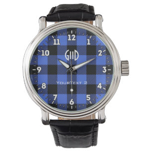 Buffalo Check Blue & Black Lumberjack Plaid Decor Watch