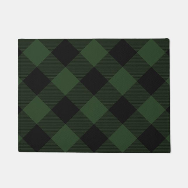 Buffalo Check Celtic Green and Black Squares Plaid Doormat (Front)