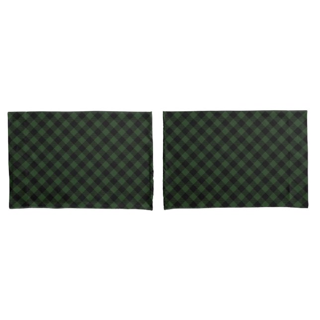 Buffalo Check Celtic Green and Black Squares Plaid Pillowcase (Front-Set)