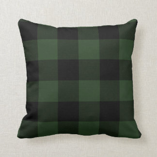 Buffalo Check Celtic Green and Black Squares Plaid Throw Pillow