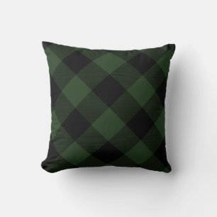 Buffalo Check Celtic Green and Black Xmas Plaid Throw Pillow