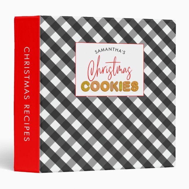 Buffalo Check Christmas Cookie Recipes Binder (Front/Spine)