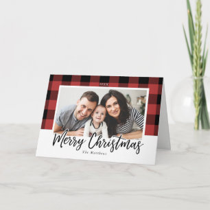 Buffalo Check Christmas Photo Greeting Card