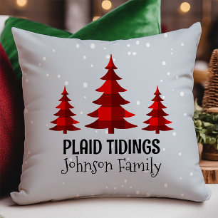 Buffalo Check Christmas Trees Plaid Tidings Throw Pillow