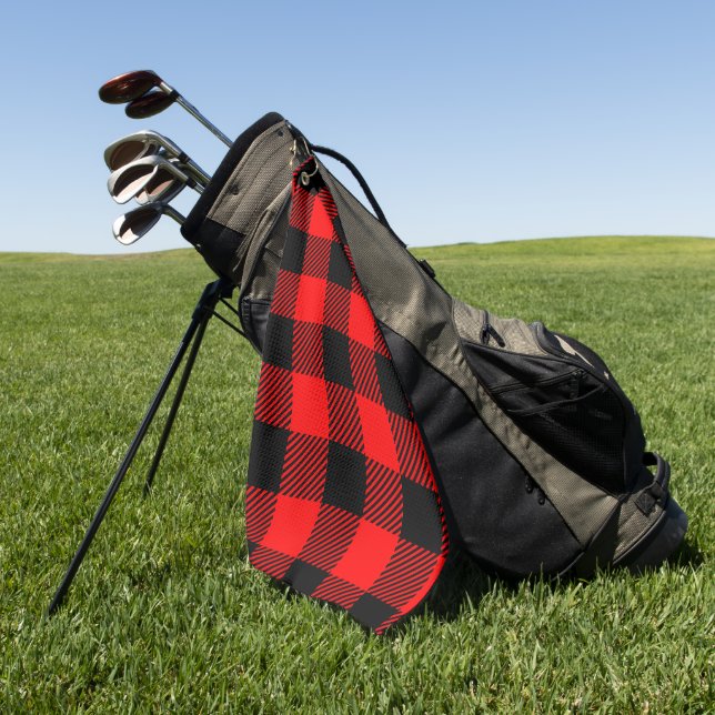 Buffalo Check Country Pattern Lumberjack Plaid Golf Towel (Green)