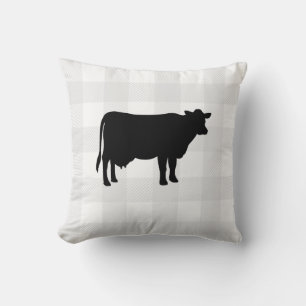Buffalo Check Cow Farmhouse Throw Pillow