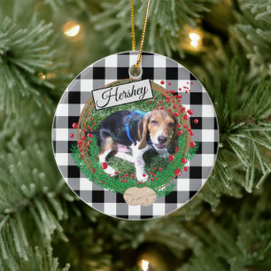 Buffalo Check Custom Dog Round Ornament