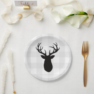 Buffalo Check Deer Wilderness Cabin Paper Plate