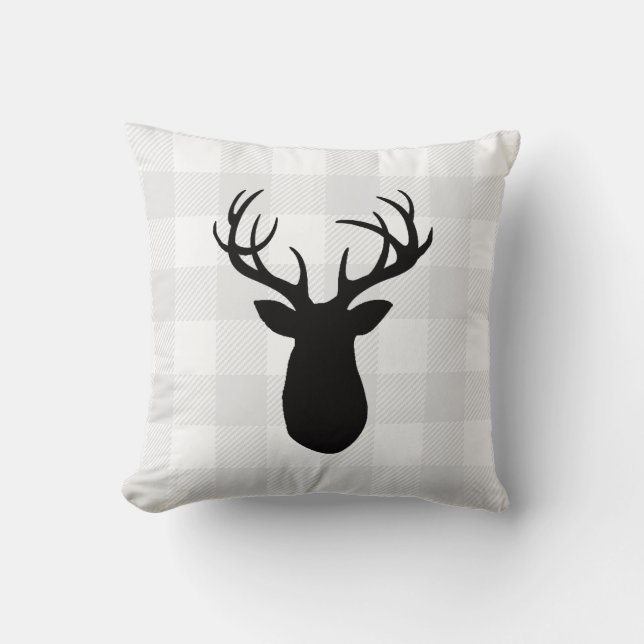 Buffalo Check Deer Wilderness Cabin Throw Pillow (Front)