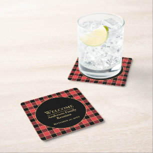 Buffalo Check Family Reunion Custom Colours SVG Square Paper Coaster