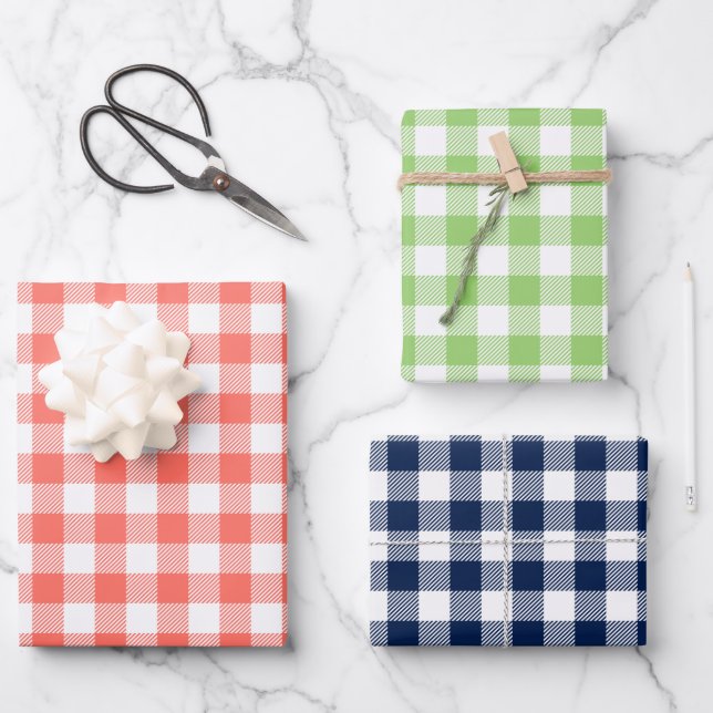 Buffalo Check gingham pattern Set Holiday Wrapping Paper Sheet (Front)