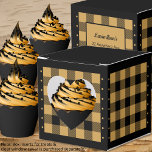 Buffalo Check - Gold and Black - Heart Favour Box<br><div class="desc">Heart gold and black buffalo check favour box. Text on the back of the box is customizable. If you use the 'edit design' button/tool,  you can also add your own images/photos. Other colorways available.

See the Collection of all box sizes & buffalo check colours here:
https://www.zazzle.com/collections/boxes_product_promotional_gift_buffalo_check-119842043554925619</div>
