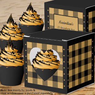 Buffalo Check - Gold and Black - Heart Favour Box
