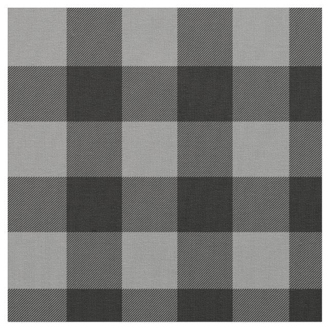 Buffalo Check Gray and Black Squares Plaid Fabric (Close Up)