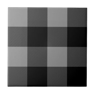 Buffalo Check Gray and Black Squares Plaid Tile
