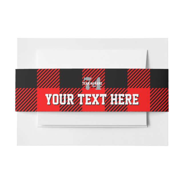 Buffalo Check Great North Game Companion Invitation Belly Band (Front Example)