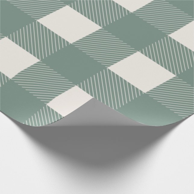 Buffalo Check Green Simple Stylish Trendy Wrapping Paper (Corner)