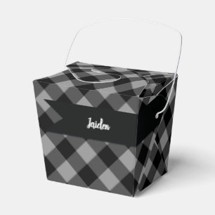 Buffalo Check Grey Black Gift Containers Favor Box