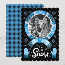 Buffalo Check Let it Snow Photo Blue Black
