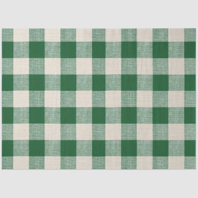 Buffalo Check Nuetral & Green Decoupage Paper (Front)