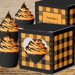 Buffalo Check - Orange and Black - Heart Favour Bo Favor Box<br><div class="desc">Heart orange and black buffalo check favour box. Text on the back of the box is customizable. If you use the 'edit design' button/tool,  you can also add your own images/photos. Other colorways available.

See the Collection of all box sizes & buffalo check colours here:
https://www.zazzle.com/collections/boxes_product_promotional_gift_buffalo_check-119842043554925619</div>