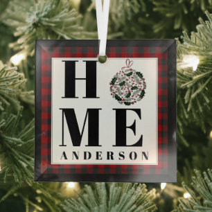 Buffalo check ornament "Home" personalized