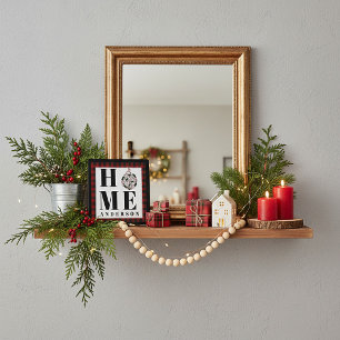 Buffalo check ornament "Home" personalized Plaque