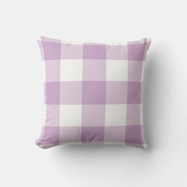 Buffalo Check Pastel Lavender Purple Throw Pillow (Front)
