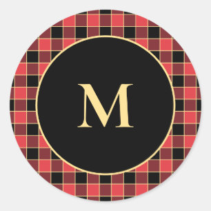 Buffalo Check Pattern Monogram Custom Colours SVG Classic Round Sticker