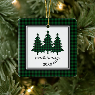 Buffalo Check Photo Ceramic Ornament