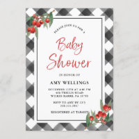 Buffalo Check Plaid Black White Custom Baby Shower