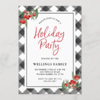 Buffalo Check Plaid Black & White Holiday Party