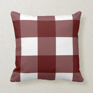 Buffalo Check Plaid, Burgundy Throw Pillow