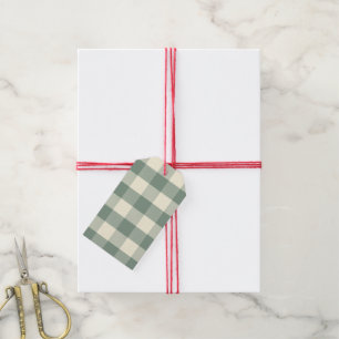 Buffalo Check Plaid Green Gingham Holiday Gift Tag