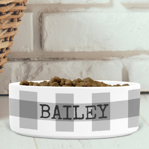 Buffalo Check Plaid Grey Farmhouse Personalized Bowl