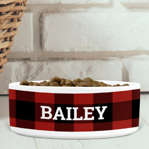 Buffalo Check Plaid Red and Black Personalized Bowl