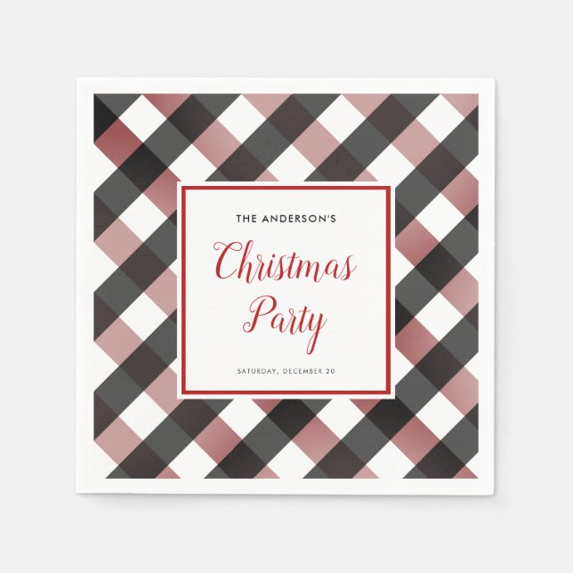 Buffalo Check Plaid Rustic Christmas Party Napkin (Front)
