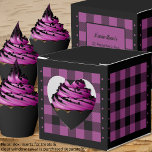 Buffalo Check - Purple and Black - Heart Favour Bo Favor Box<br><div class="desc">Heart purple and black buffalo check favour box. Text on the back of the box is customizable. If you use the 'edit design' button/tool,  you can also add your own images/photos. Other colorways available.

See the Collection of all box sizes & buffalo check colours here:
https://www.zazzle.com/collections/boxes_product_promotional_gift_buffalo_check-119842043554925619</div>