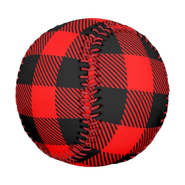 Buffalo Check Red and Black Lumberjack Plaid Decor Baseball (Angled)
