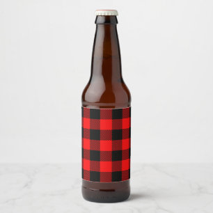 Buffalo Check Red and Black Lumberjack Plaid Decor Beer Bottle Label
