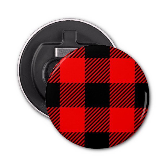 Buffalo Check Red and Black Lumberjack Plaid Decor Bottle Opener (Front)