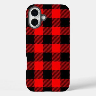 Buffalo Check Red and Black Lumberjack Plaid Decor iPhone 16 Plus Case