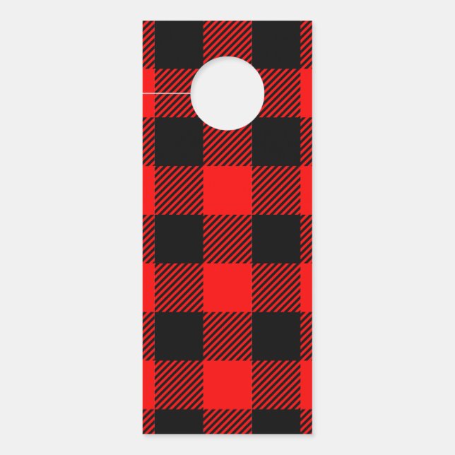 Buffalo Check Red and Black Lumberjack Plaid Decor Door Hanger (Front)