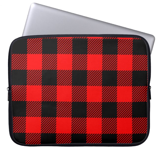 Buffalo Check Red and Black Lumberjack Plaid Decor Laptop Sleeve (Front)
