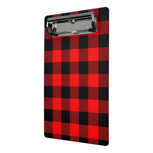 Buffalo Check Red and Black Lumberjack Plaid Decor Mini Clipboard (Angled2)
